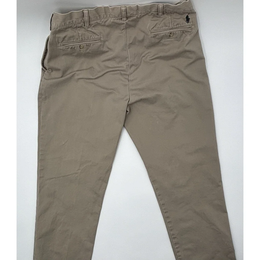 Polo Ralph Lauren Ethan Pant 36x32 Tan Pleated Chino 100% Cotton Mens Beige
